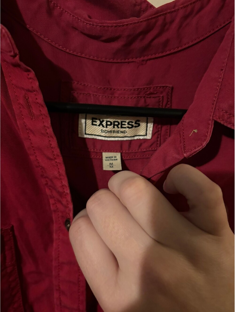 Express red button front shirt medium - Picture 2 of 4